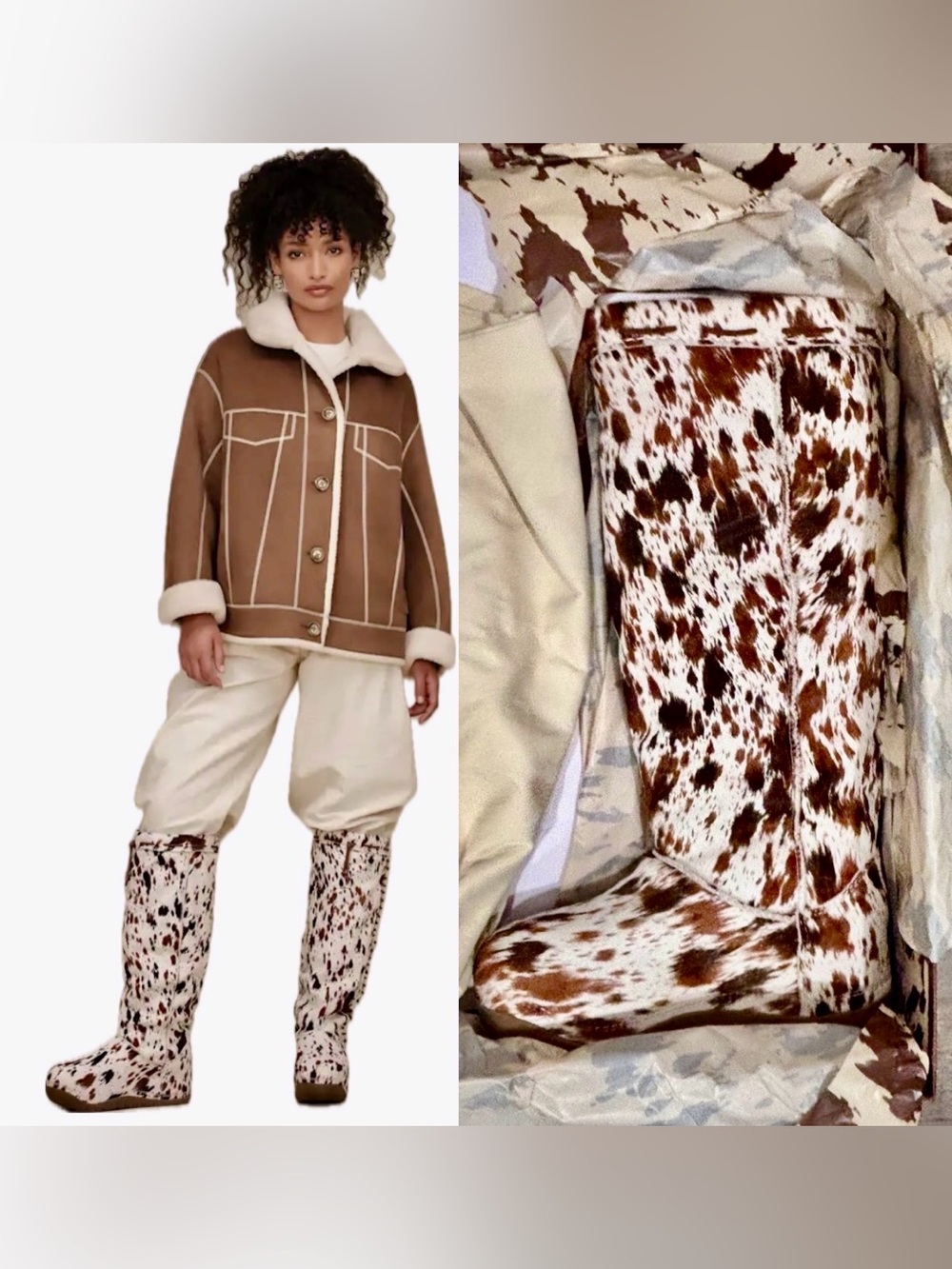 UGG Calf Hair Knee-High Boot in White Bucked Tall Boot